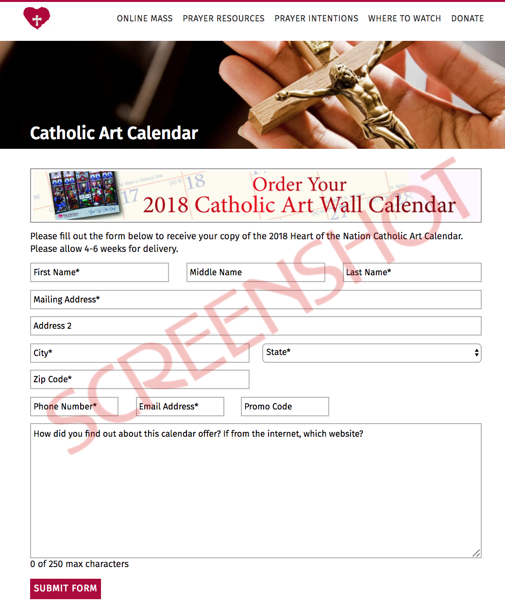 FREE 2018 Catholic Art Calendar