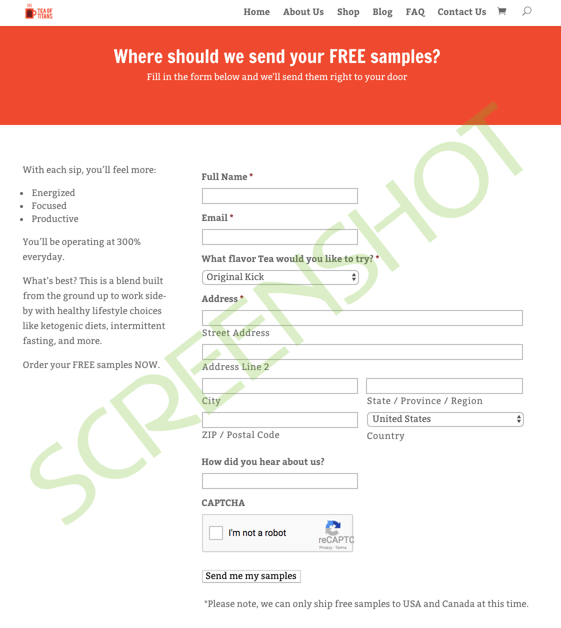 FREE Sample Request Form