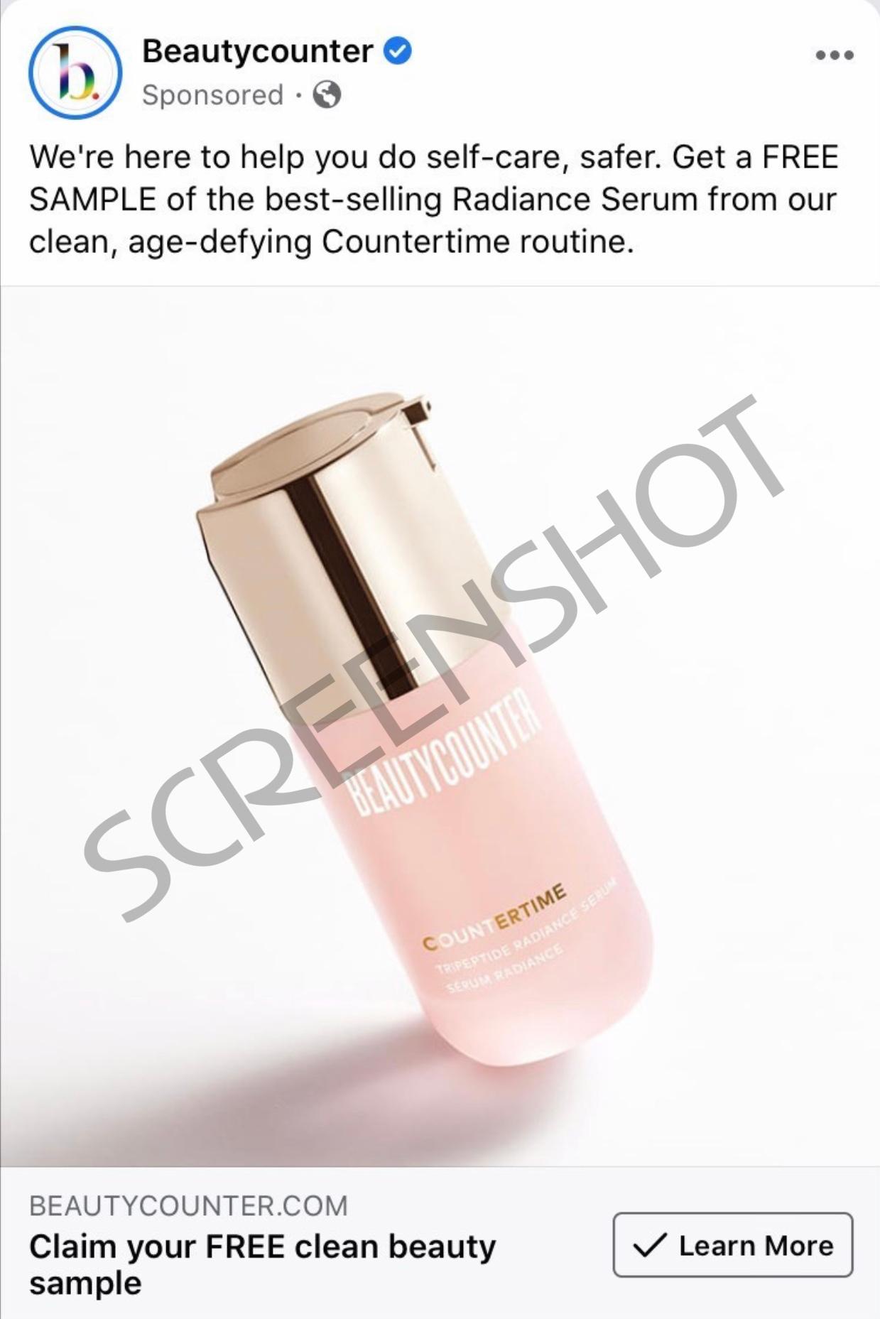 Beautycounter Sponsored Ad on Facebook