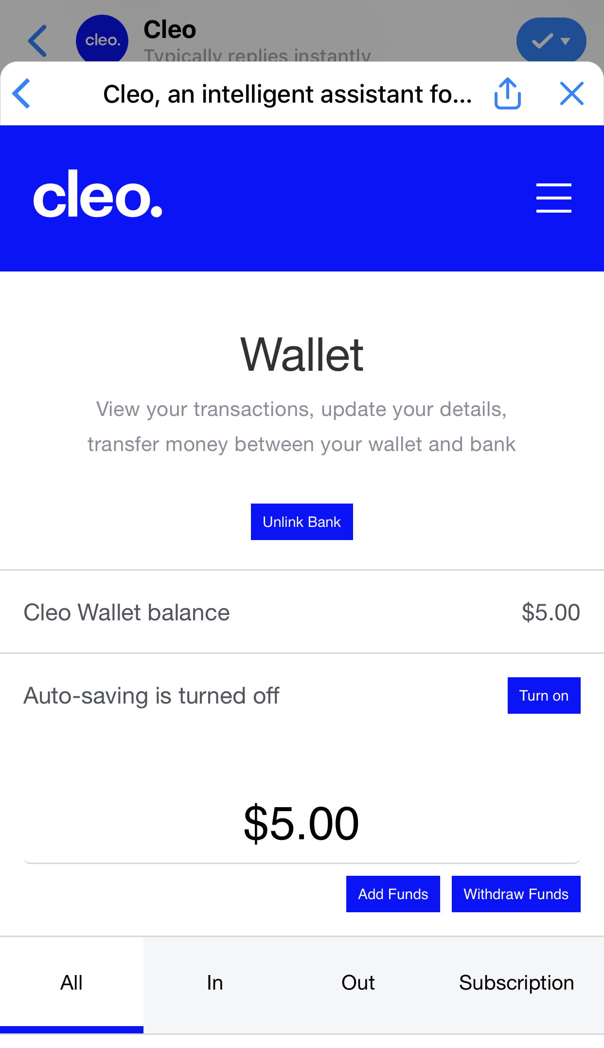 Withdraw $5 Wallet Balance
