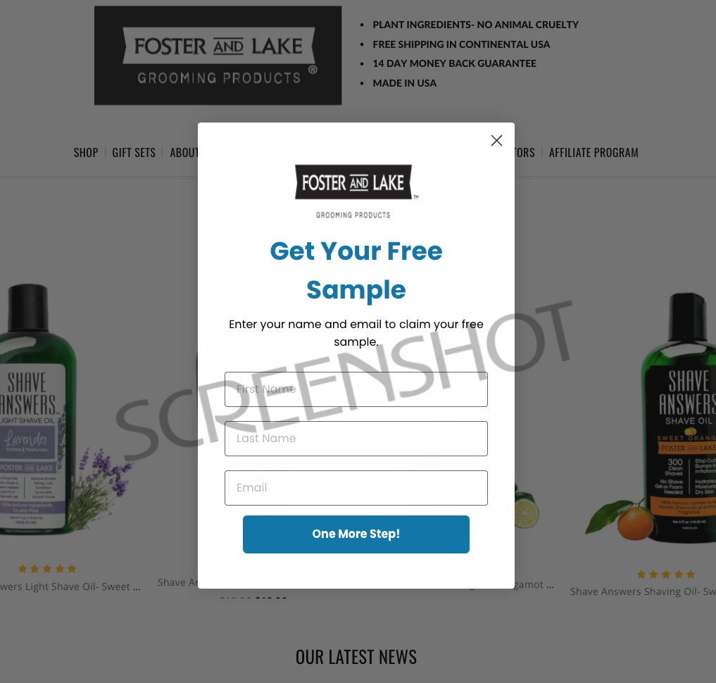 FREE Fosters and Lake Shave Answers Shave Oil Sample