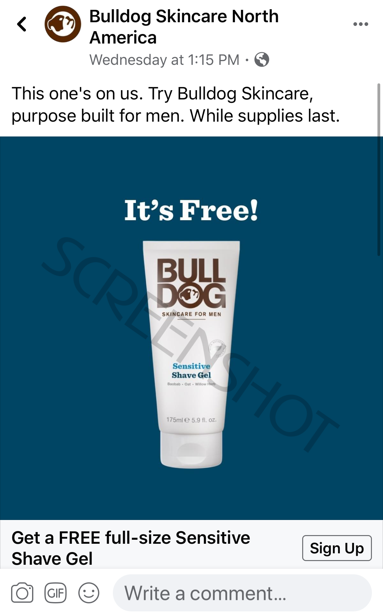 Free Bulldog Shave Gel Offer