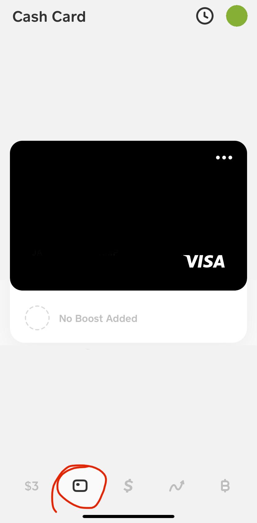 Tap the Cash Card icon