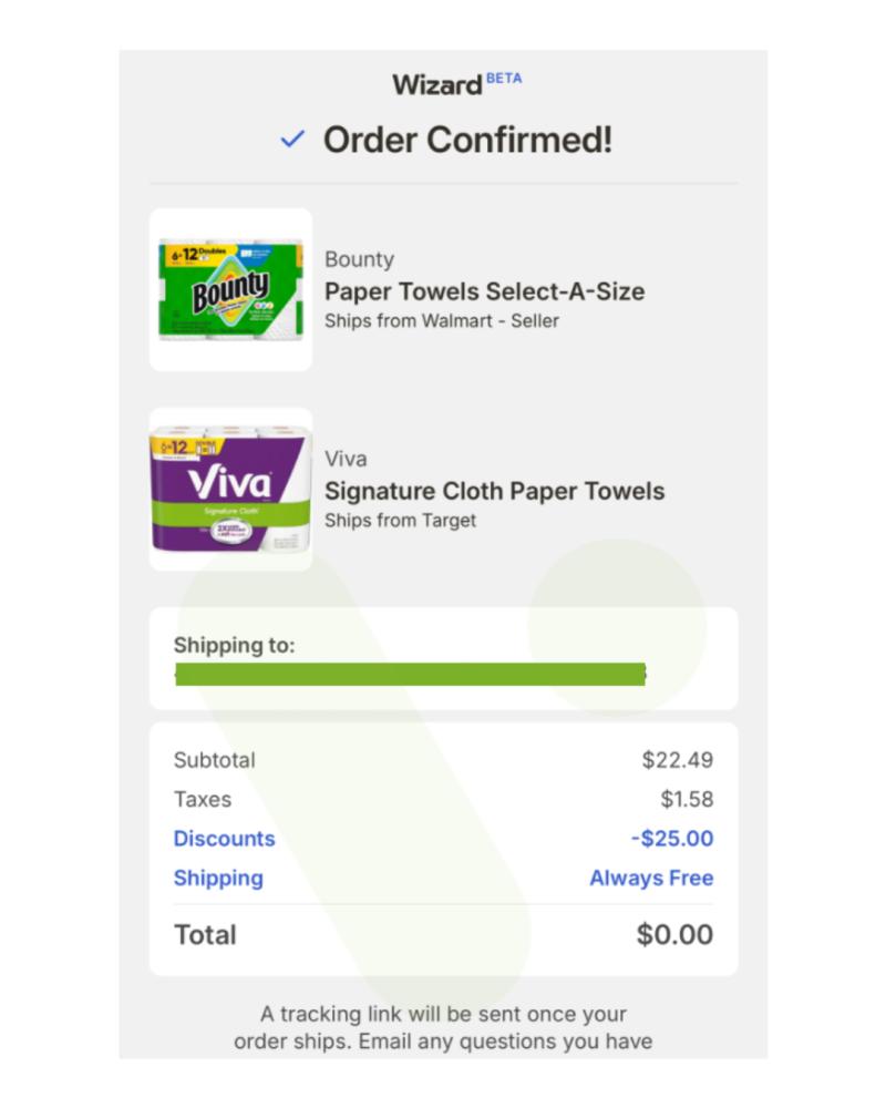 order-summary-from-wizard-ai-shopping-tool