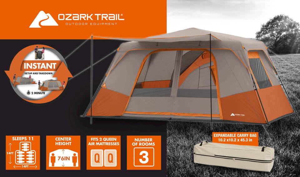 Ozark Trail Instant Cabin Tent W Private Room Sleeps 11 99 97