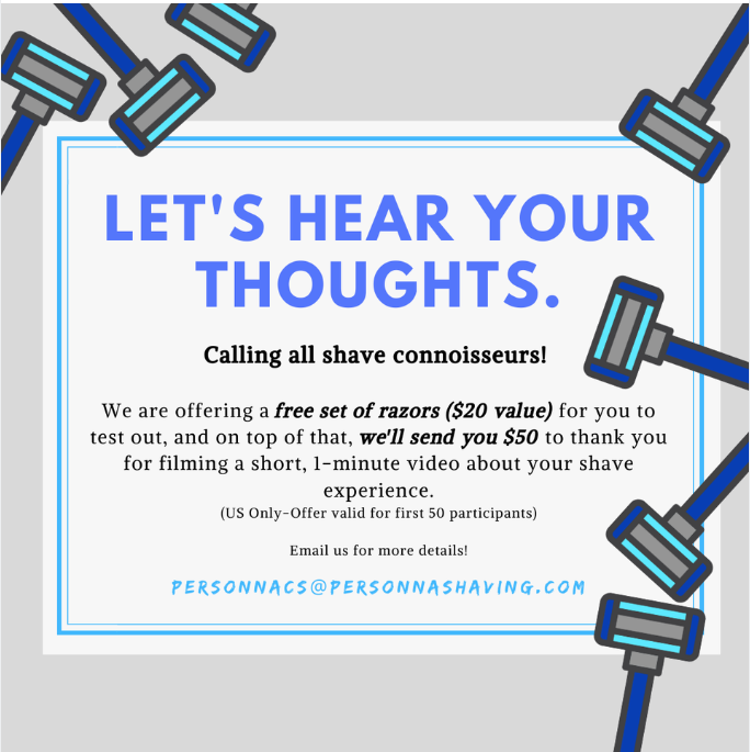 Possible FREE Set of Razors + $50 Compensation for Short 1-Minute Video Review