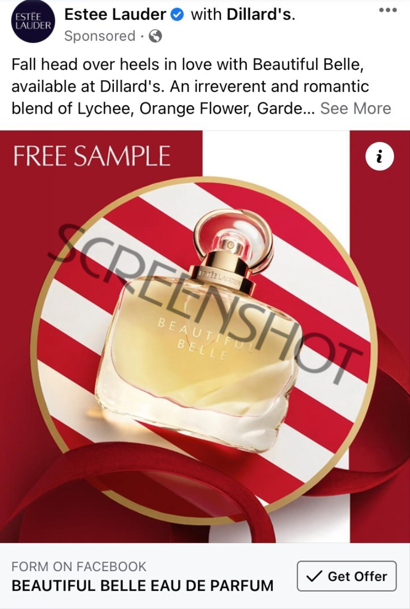 Possible Free Estee Lauder Beautiful Belle Fragrance Sample on Facebook