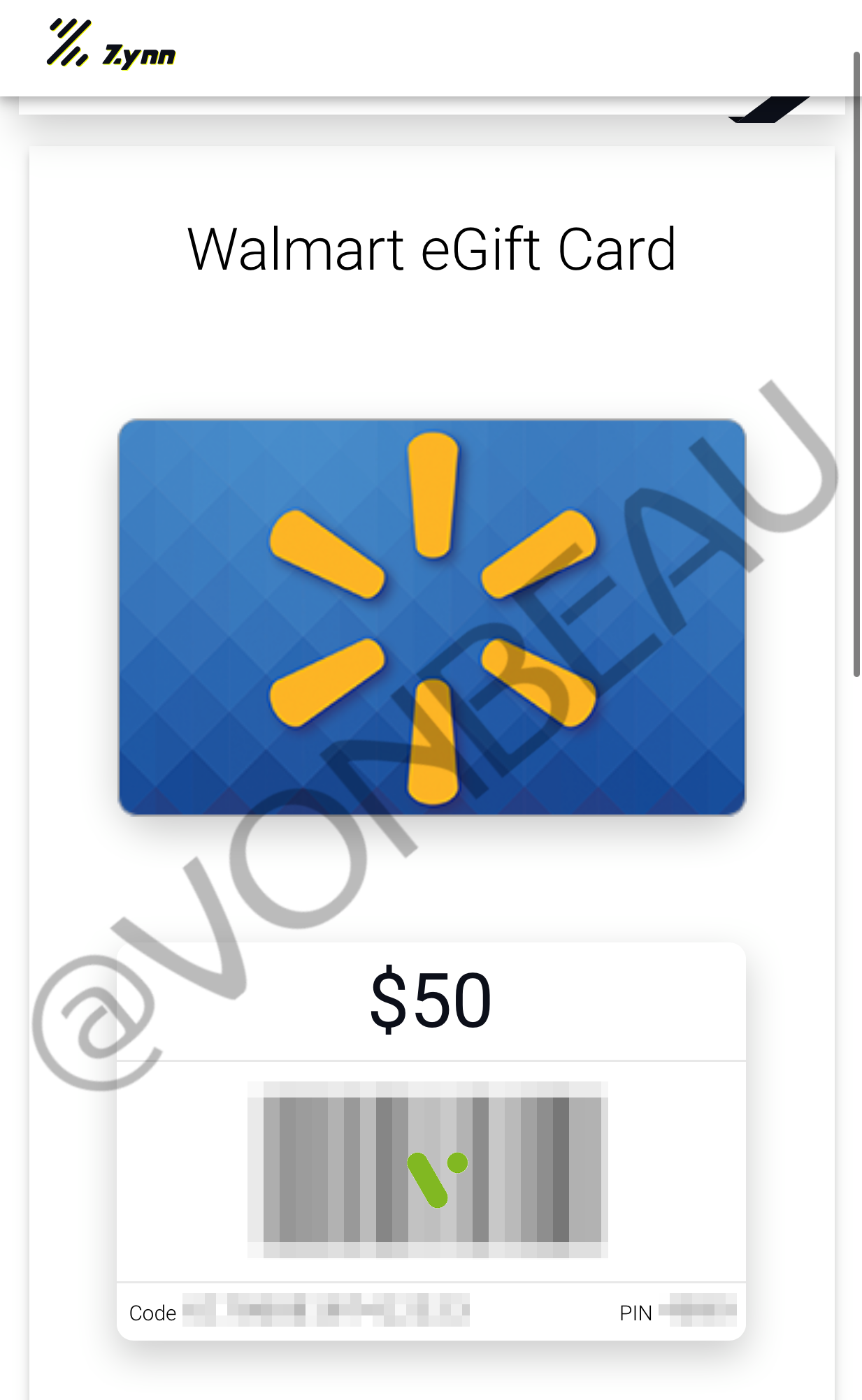 Free Walmart Gift Card from Zynn App