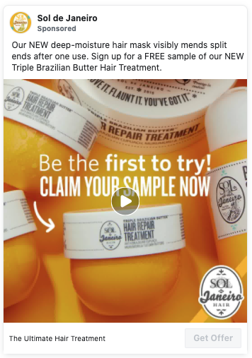 Sponsored Ad for FREE Sol de Janeiro Triple Brazilian Butter Hair Treatment Sample
