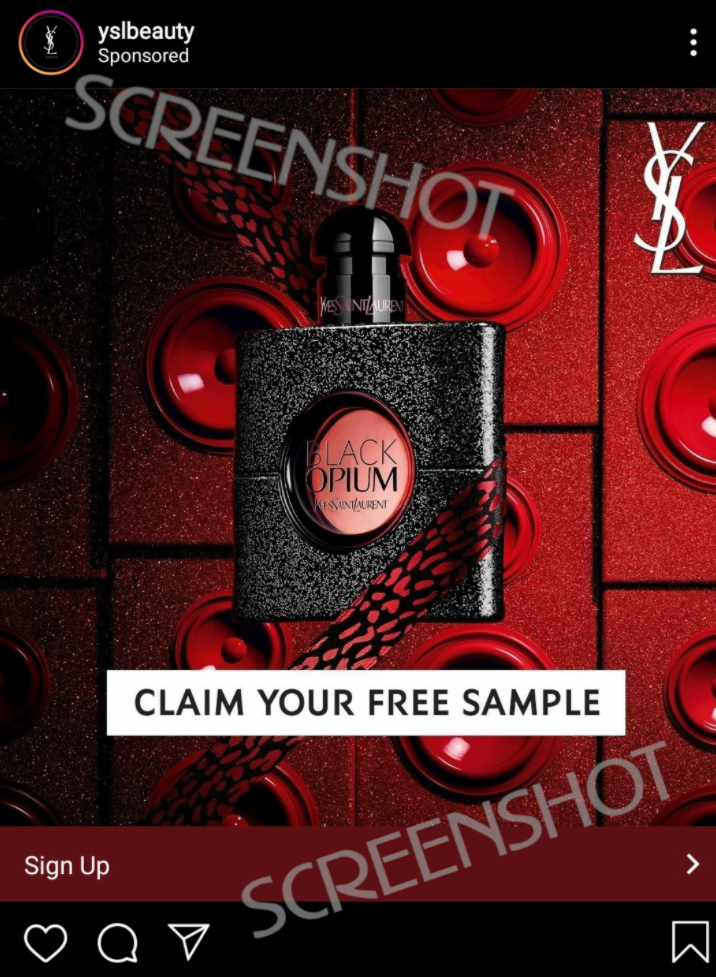 Screenshot of sponsored ad for free sample