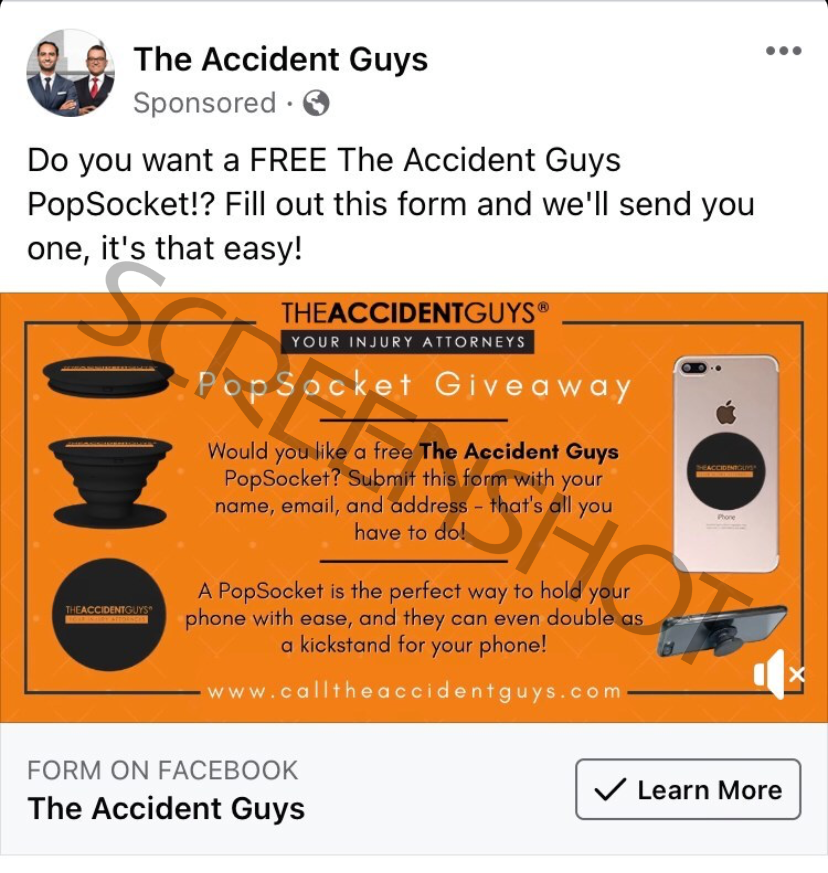 Sponsored ad for free popsocket