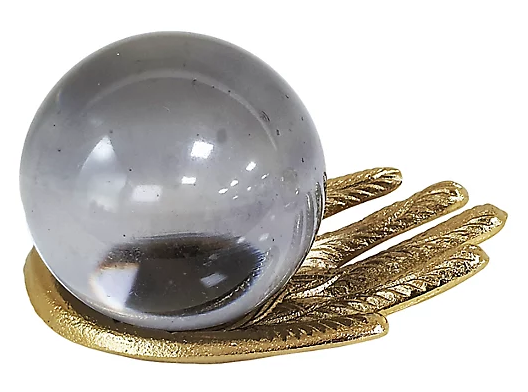 Wild-Sage-Hand-with-Glass-Orb-Sculpture-in-Gold