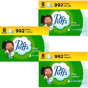 24 Boxes of Puffs Plus Lotion Tissues $28