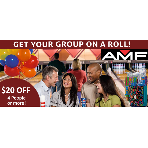 AMF Bowling Coupon 20 Dollars off 4 People or More &