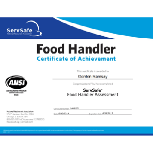 Free ServSafe Food Handler Courses & VonBeau.com