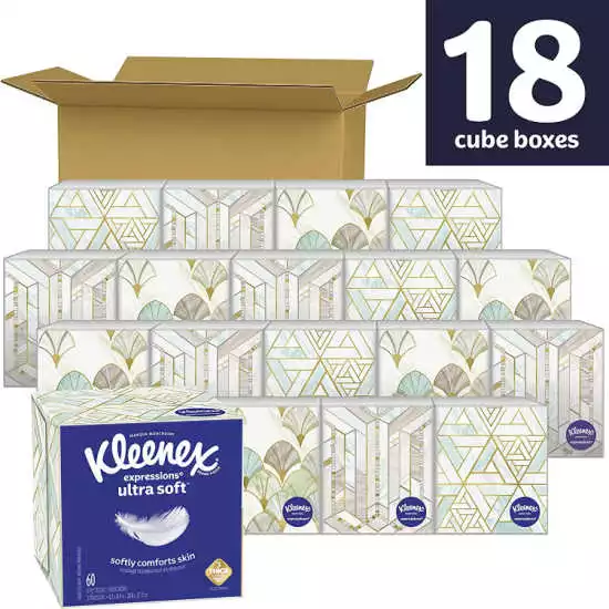 18 Kleenex Facial Tissue Cube Boxes $13.76