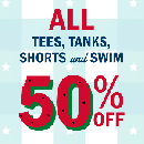 50% Off ALL Tees, Tanks, Shorts and Swim